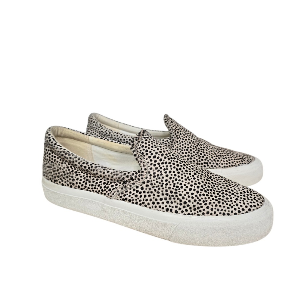 Madewell Sidewalk Slip-On Sneakers Spotted Calf‎ Hair Black White Womens 8.5